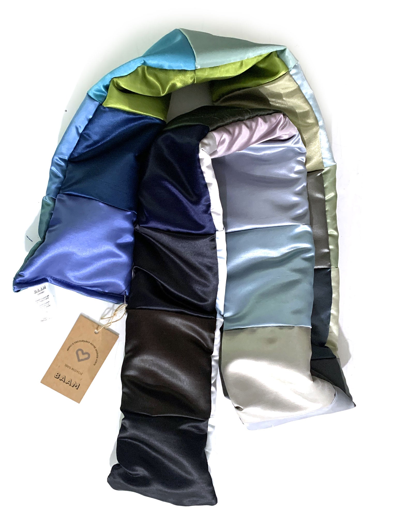 Blue and Green Puffy Scarf - Foulard gonflé bleu et vert