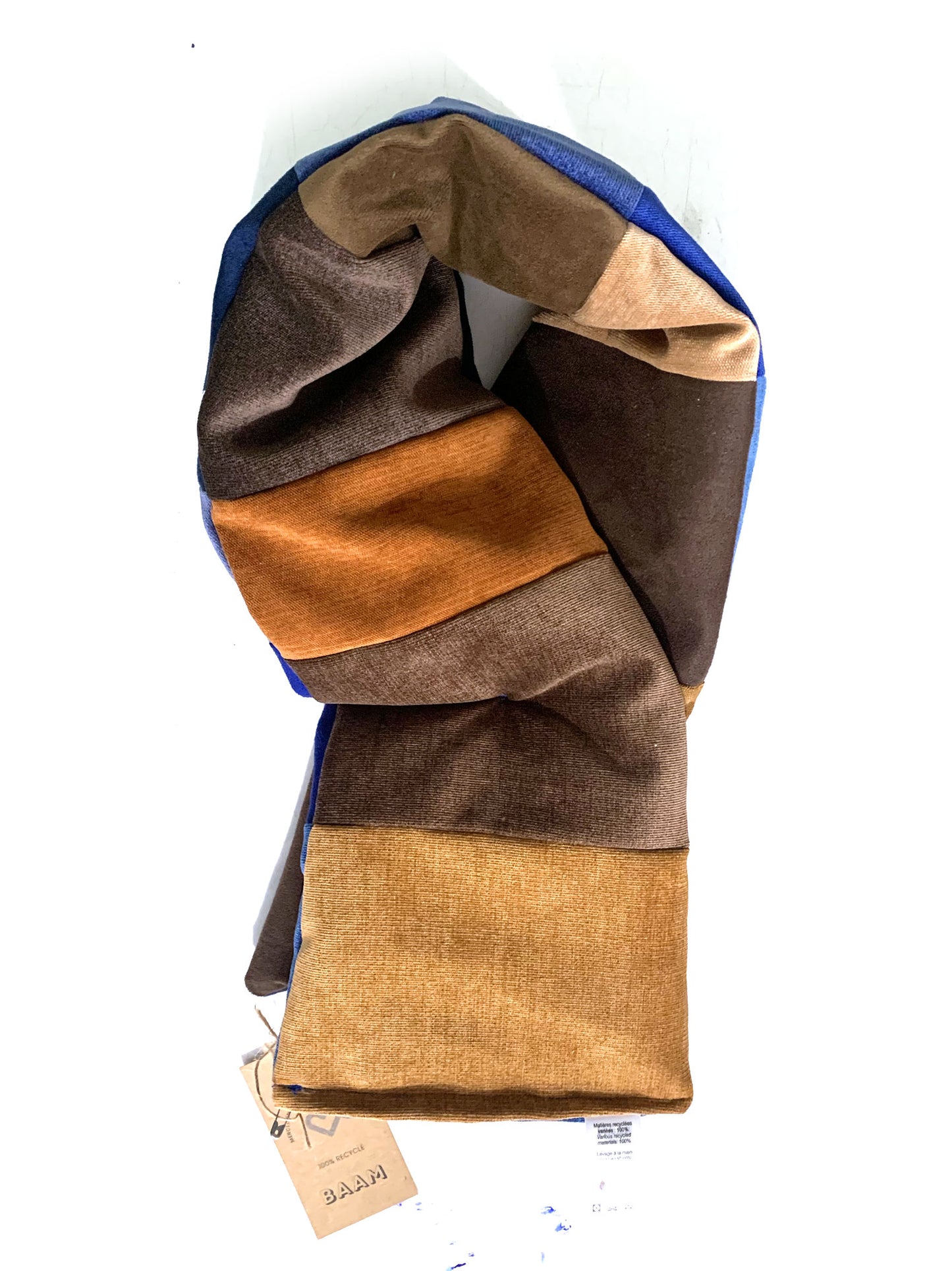 Blue and Brown Puffy Scarf - Foulard gonflé brun et bleu