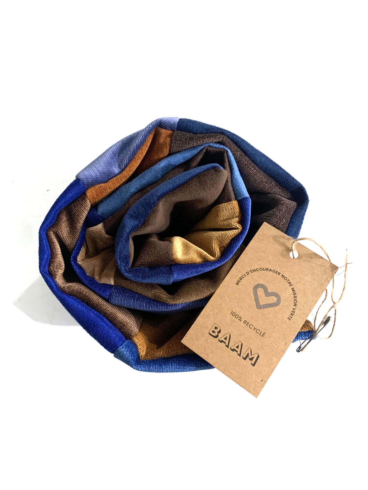 Blue and Brown Puffy Scarf - Foulard gonflé brun et bleu